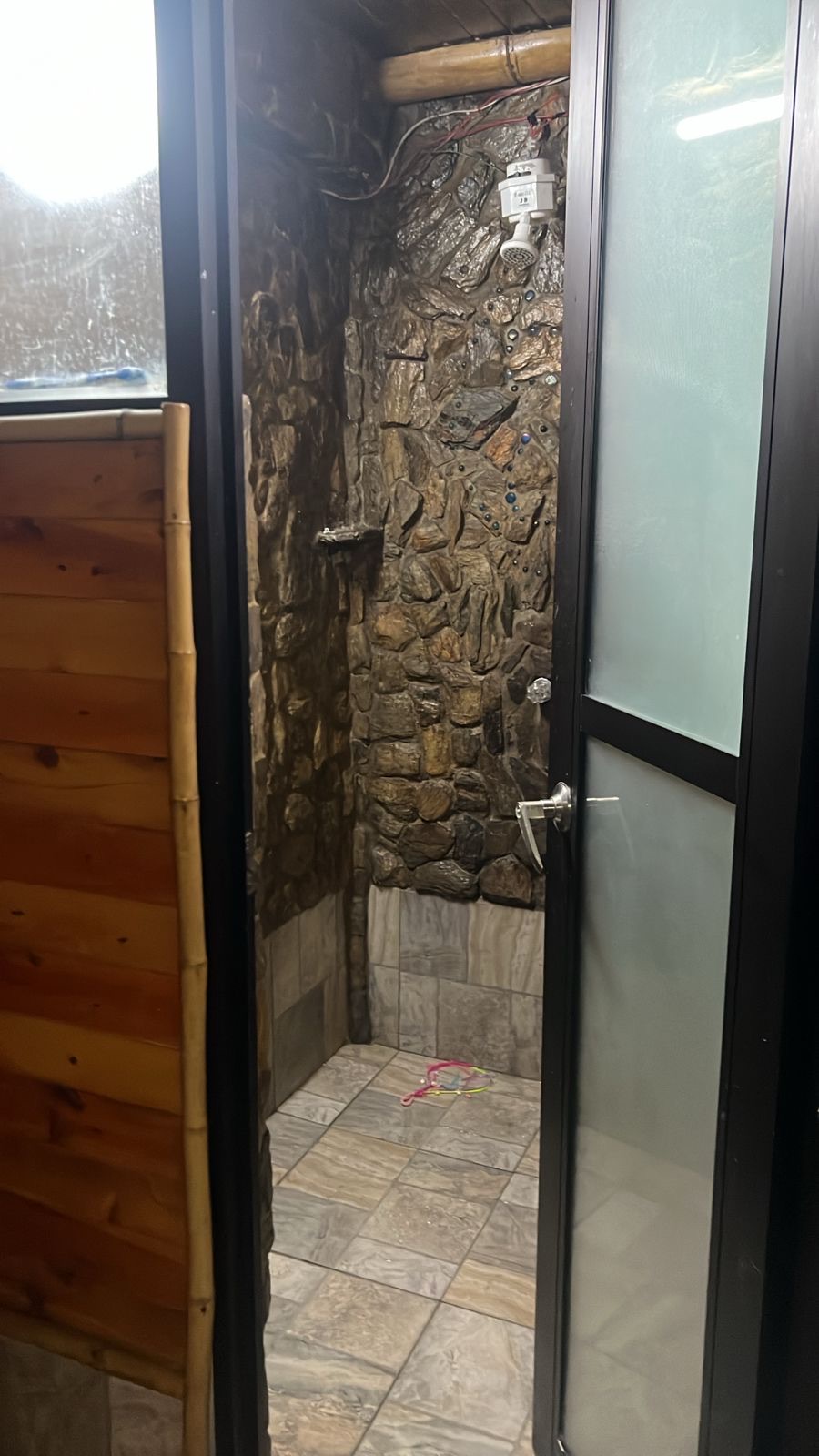 Hand-laid stone showers